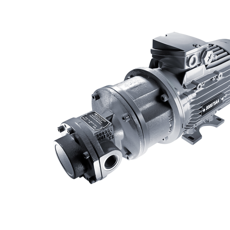 Detailaufnahme einer Miniaturhydraulik-Pumpe aus Grauguss der Firma Scherzinger Pumpen.